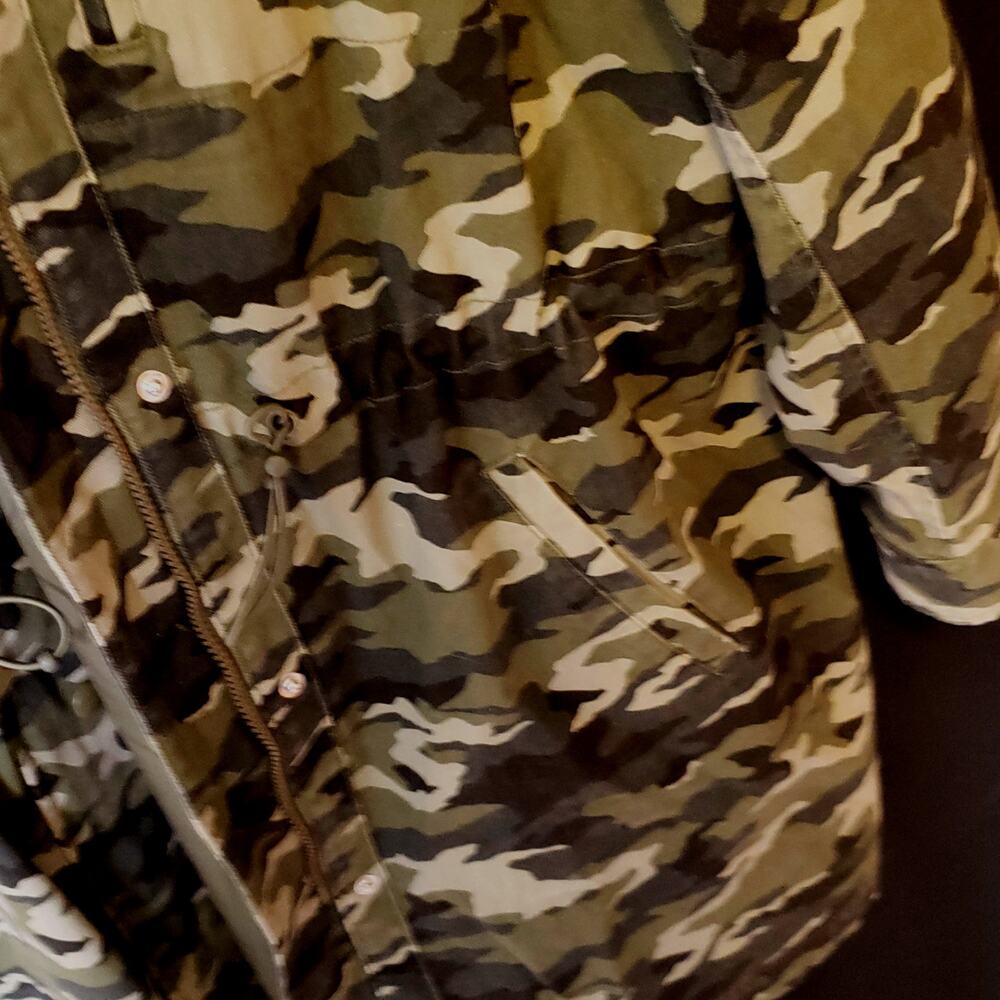 Long Camouflage Hooded Jacket Coat - Picture 4 of 7